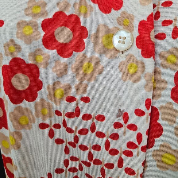 70s Shapely Flower Power Dagger Collar Long Sleeve Button Down Shirt - Picture 4 of 15